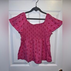 Girls sz 14/16 Floral Smock Peasant Top